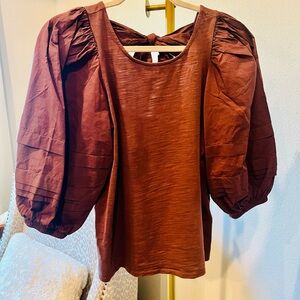 Nation LTD Chocolate Puff Sleeve Blouse